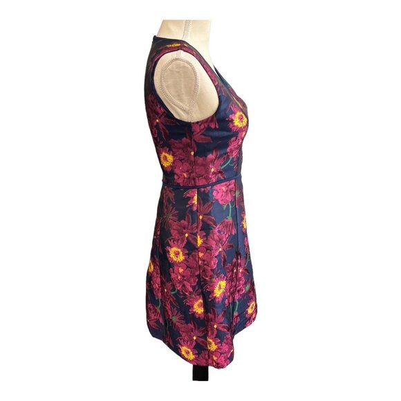 Julia Jordan Dress Women 2 Blue Multi Floral Jacquard A Line Sleeveless Cocktail - Picture 4 of 10